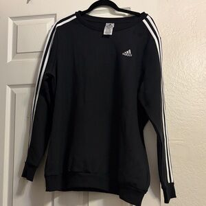 Adidas Black Sweatshirt with White Sleeve Stripes